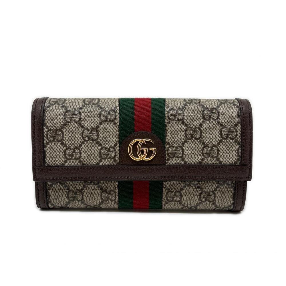 Gucci GG Supreme Continental Wallet Accessories Long Canvas Leather